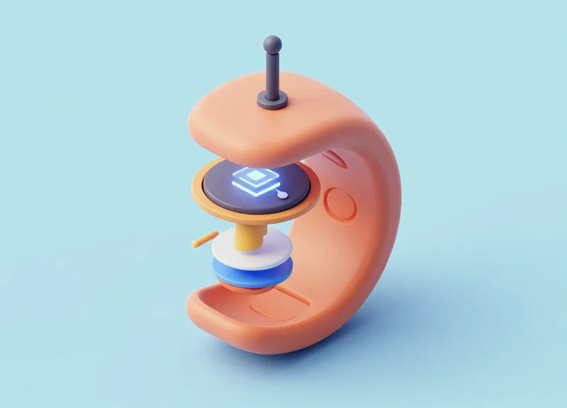 Isometric 3D model showing the internal antenna structure of a wearable ring reader.