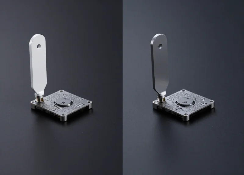 A side-by-side visual comparison of a circular polarized antenna and a linear polarized antenna for industrial use.