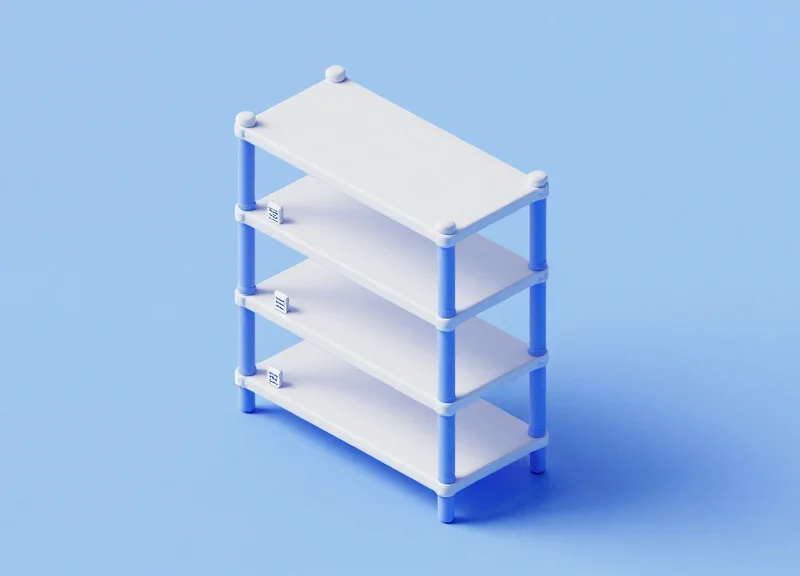 Isometric 3D model showing the correct mounting and placement of RFID antennas on a warehouse rack system.