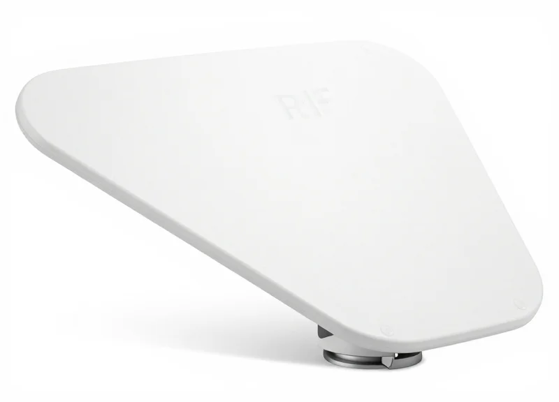 A sleek white 9dBi industrial RFID panel antenna shown from a 45-degree angle.