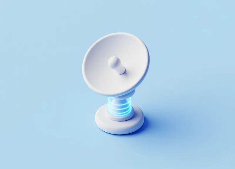 Isometric 3D view of an antenna module with glowing magnetic field lines
