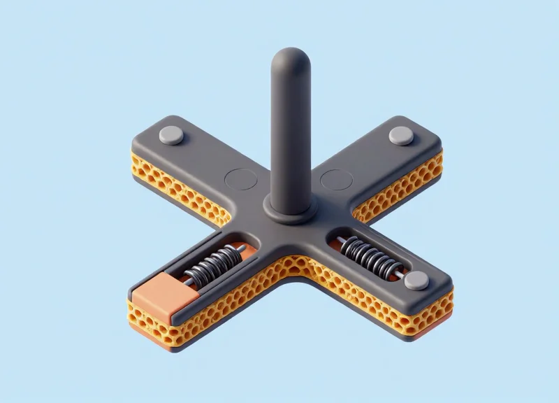3D cross-section illustration showing the internal structural layers of a ruggedized RFID antenna designed for heavy pressure.