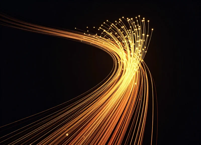 Glowing light trails trending upwards symbolizing ROI and efficiency.