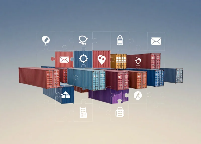 Surrealism art representing the transformation from chaotic supply chain data to perfectly aligned logistics accuracy.