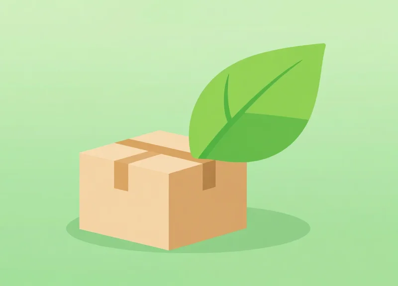 Abstract concept of sustainable logistics showing a parcel combined with green ecological elements.