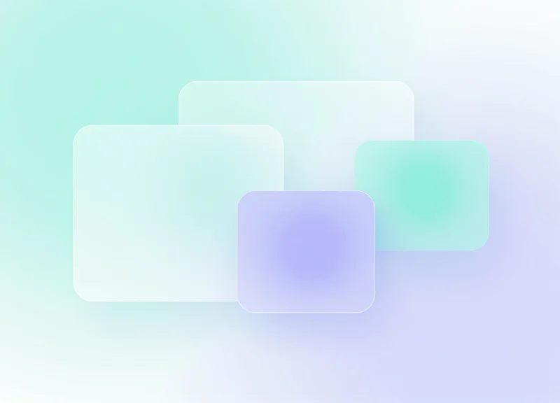 Modern abstract touch screen interface design with glassmorphism and pastel gradients.