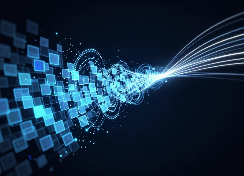 Conceptual visualization of raw data transforming into clean visual displays.