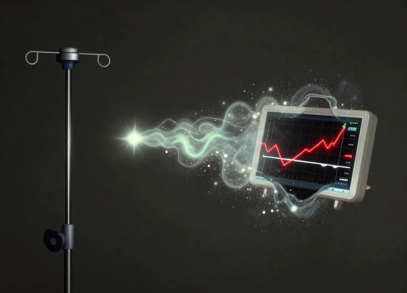 A conceptual illustration showing a medical cart dissolving into light particles, symbolizing the invisible cost of equipment loss.