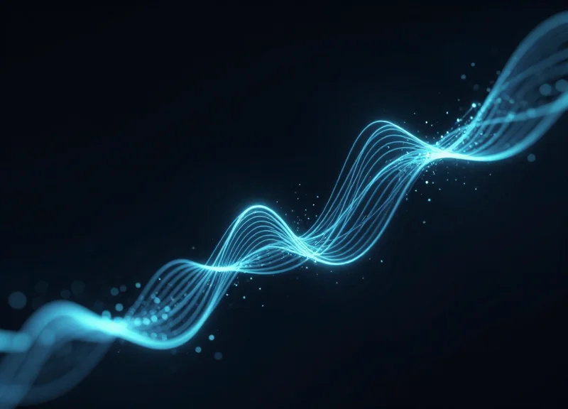 Abstract glowing data trails and nodes symbolizing high-speed performance and efficiency.