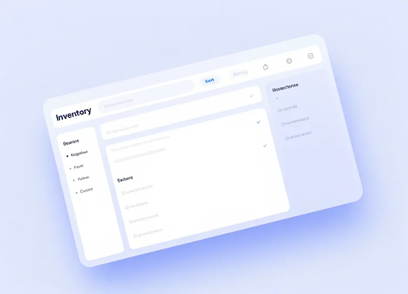 Modern abstract software interface for inventory management with glassmorphism.
