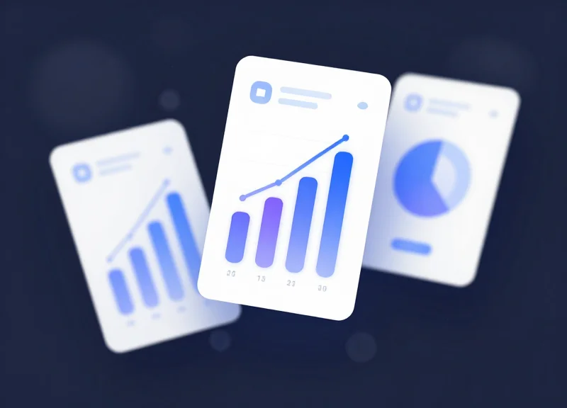 A modern inventory management dashboard with floating charts and glassmorphism effects.