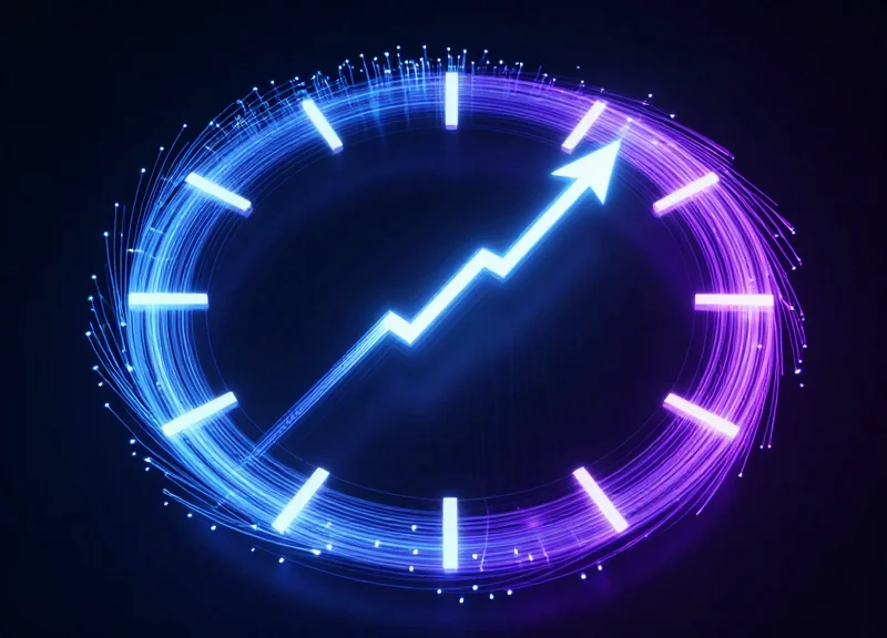 Abstract digital countdown and fast data streams representing low latency inventory updates