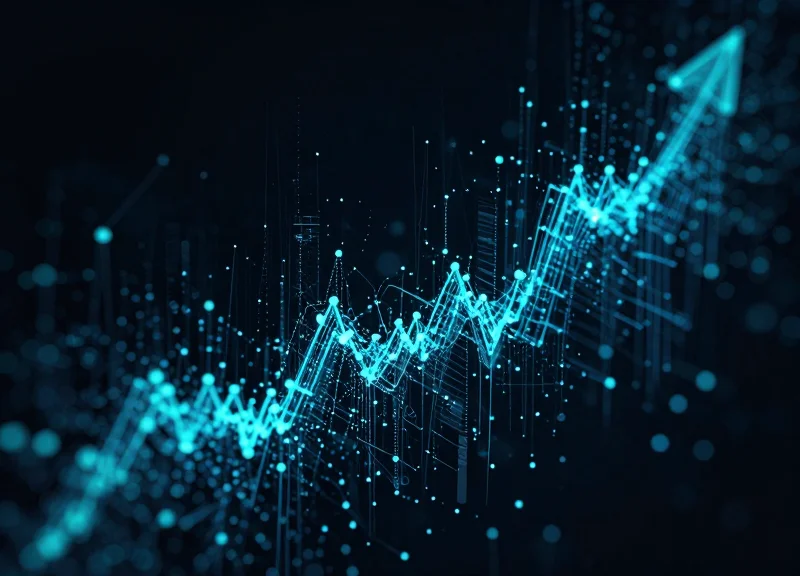 Abstract visualization of glowing data particles flowing smoothly through a scanning field