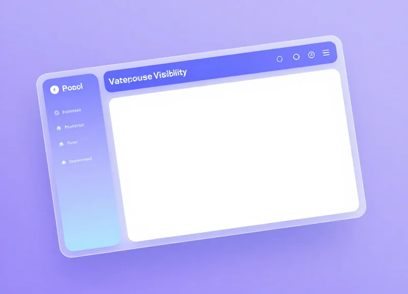 Modern warehouse inventory dashboard interface with glassmorphism effects