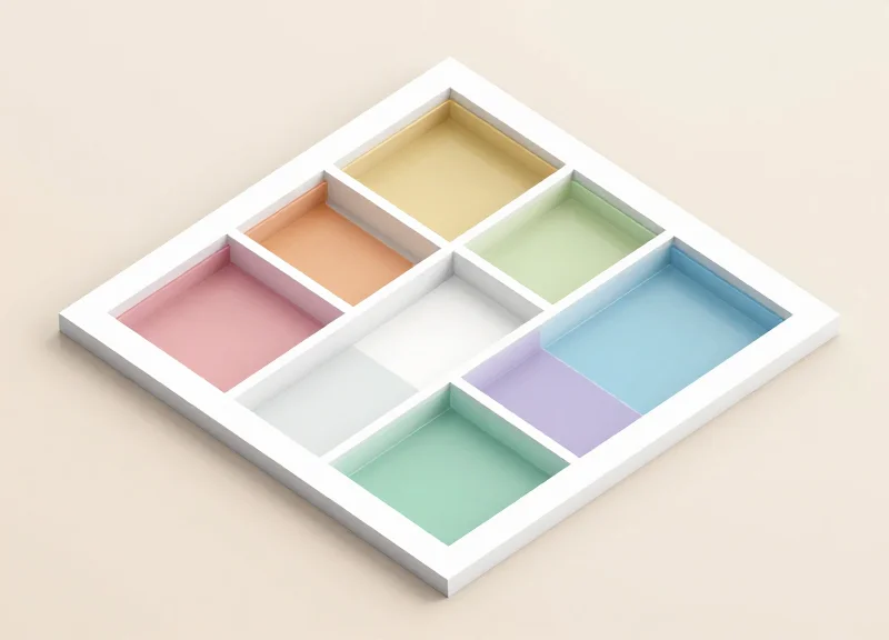 A 3D layout of a store floor plan showing calibrated signal zones in different colors to prevent overlap.