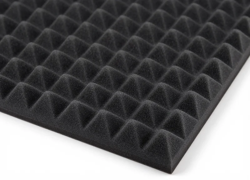 Macro photography of a textured RF absorber foam tile used for shielding.