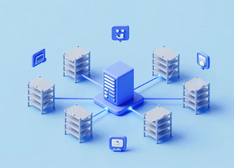 3D diagram showing RFID data integration into warehouse systems.