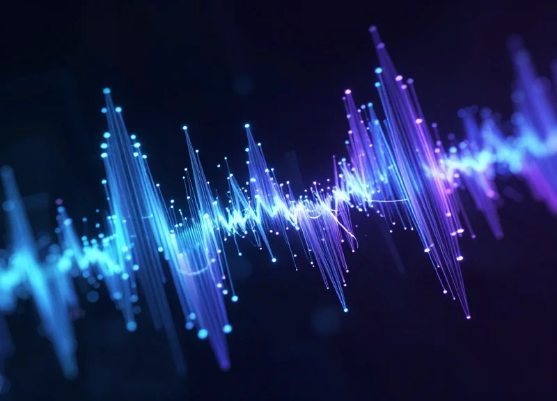 Abstract visualization of radio frequency wave patterns and interference nodes in a dark technical aesthetic.
