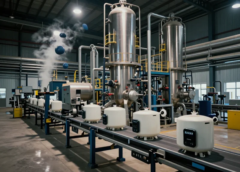 Automated chemical production line using ruggedized RFID readers for tracking.