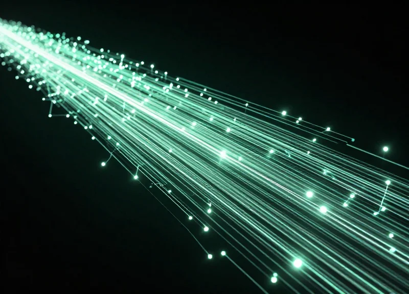Abstract visualization of a high-speed data pipeline and performance benchmarking