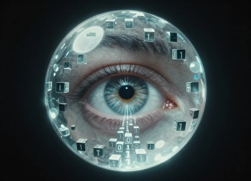 A surreal artistic representation of data integrity and digital security in asset tracking.