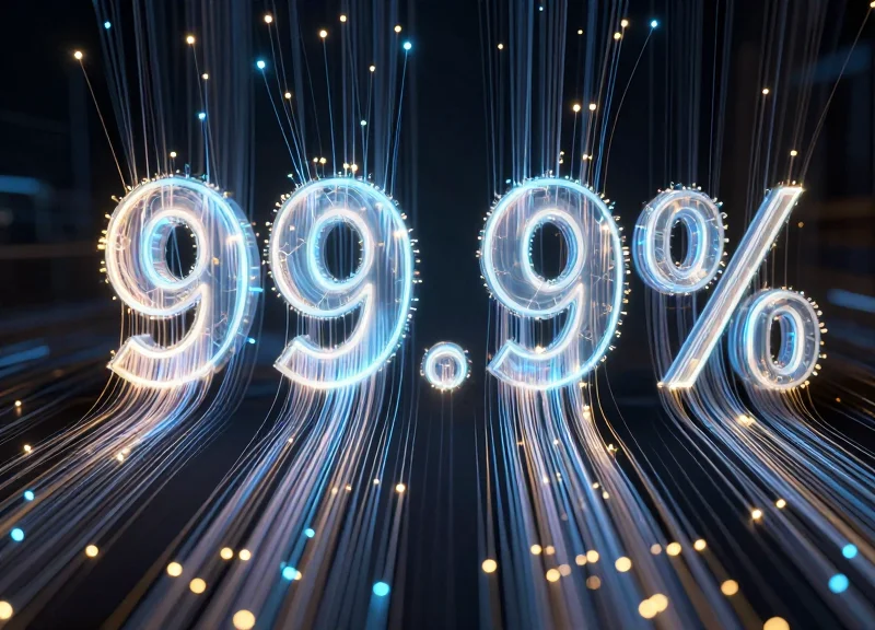 Abstract visualization of highly accurate data streams flowing upward into a central digital core with glowing nodes.