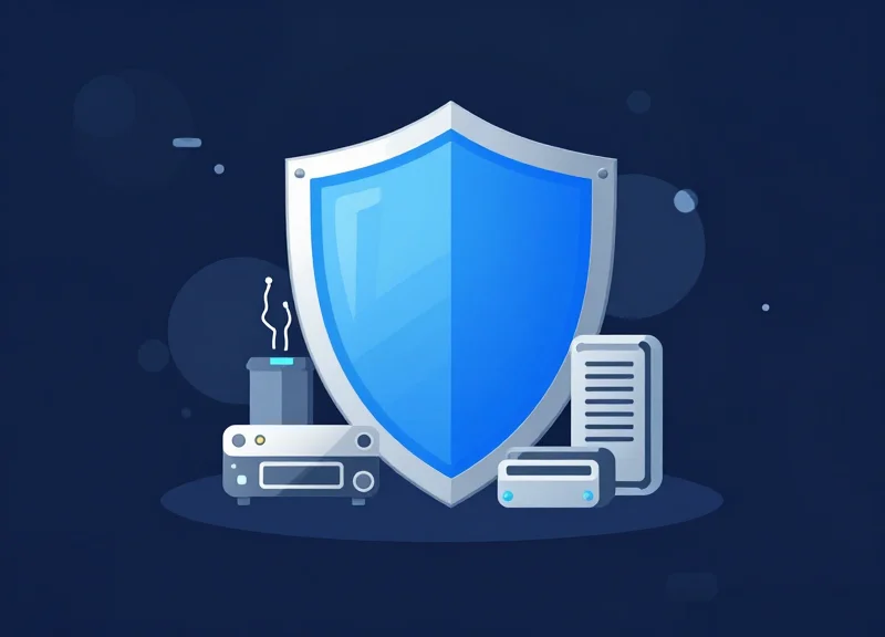An abstract representation of a secure digital shield protecting sensitive data hardware.