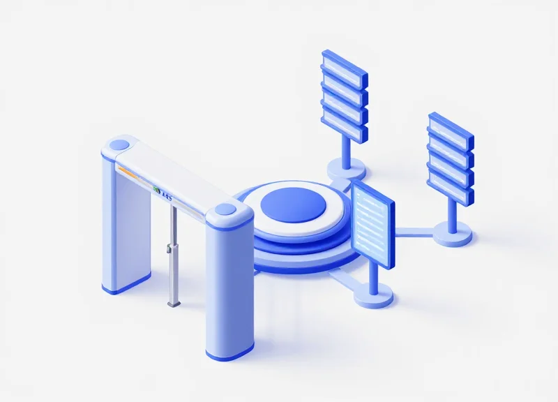 A modular 3D layout showing the integration of RFID, EAS, and ESL security systems.