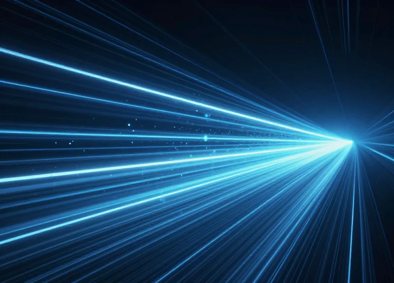 Fast moving light trails representing high-speed data throughput and optimization.