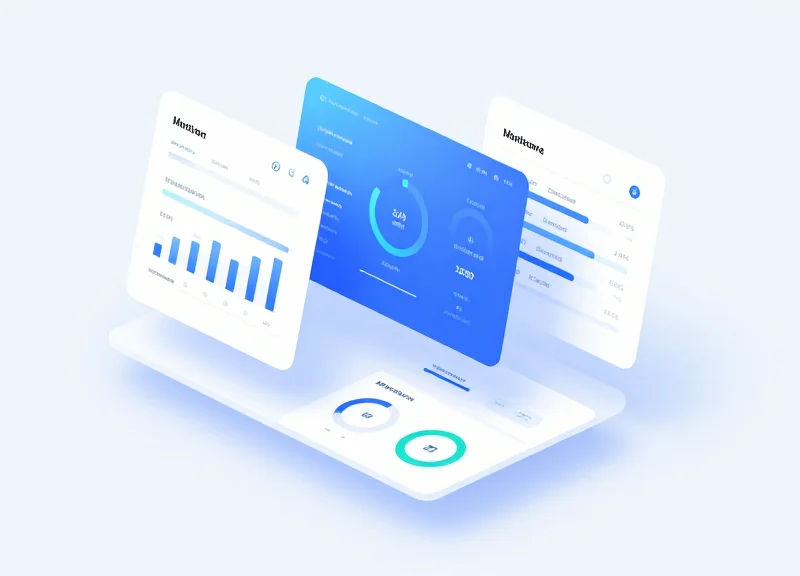 Clean modern UI mockup of an industrial monitoring dashboard showing status graphs.