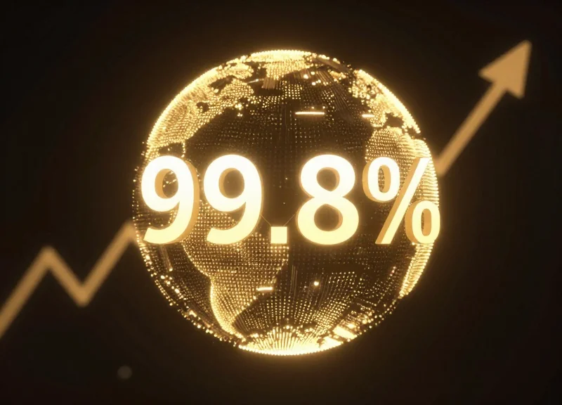 Abstract visualization of 99.8% inventory accuracy using glowing data points