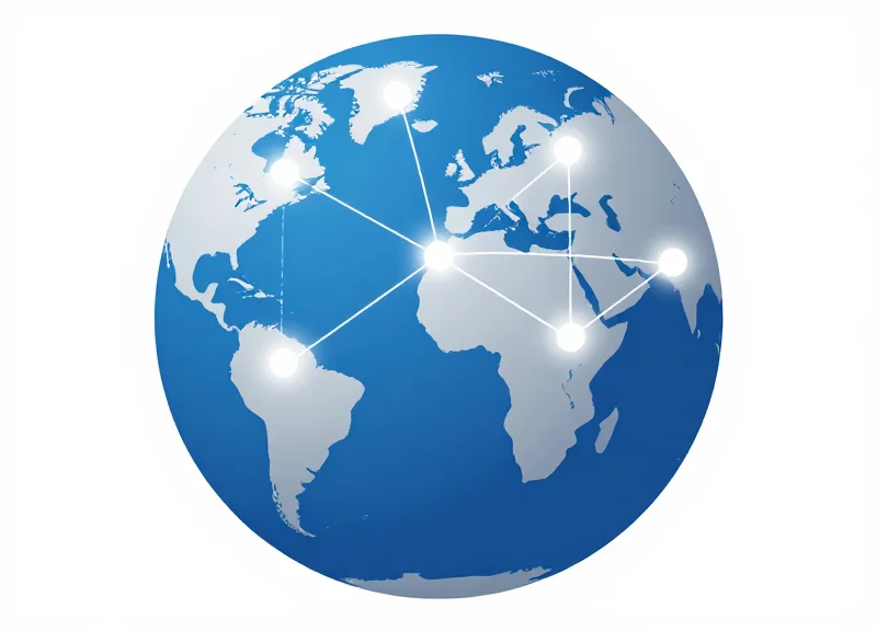 Abstract flat vector illustration showing the growth and connectivity of global RFID networks with digital signals.