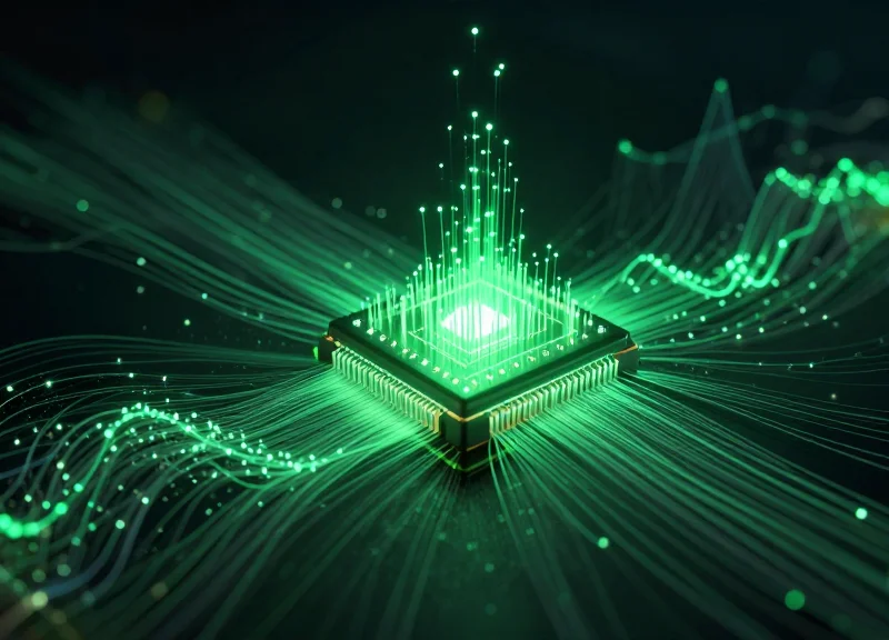 Abstract visualization of predictive maintenance and hardware sensor data flow