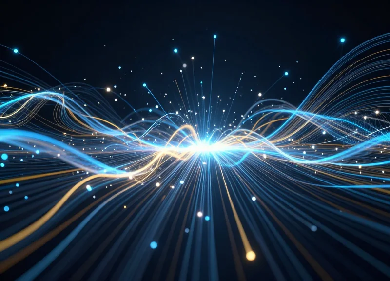 Abstract visualization of real-time inventory visibility with glowing digital pulses