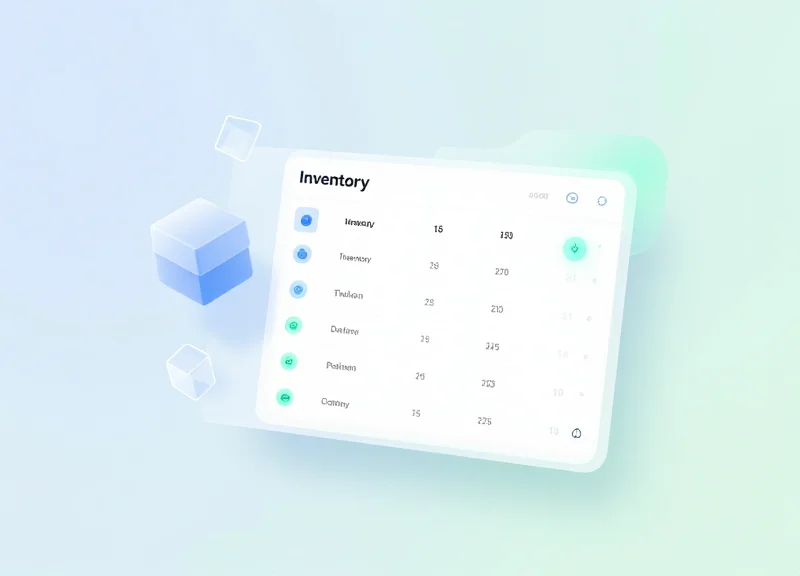 Abstract dashboard mockup showing real-time inventory visibility using glowing nodes and glassmorphism.