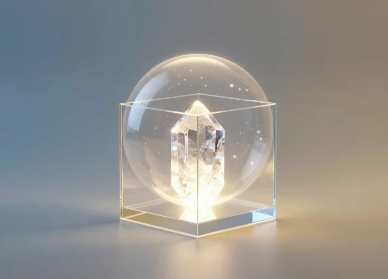 Abstract representation of item-level visibility as a glowing shield protecting golden retail inventory.