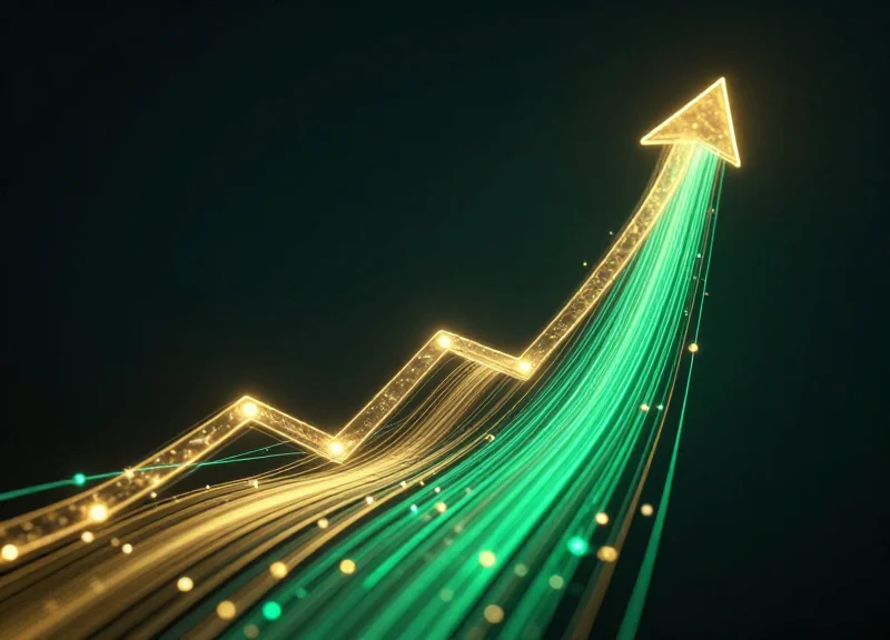 Abstract visualization of financial growth and environmental impact ROI