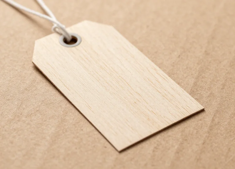 Close-up of eco-friendly RFID tags made from sustainable wood-based materials