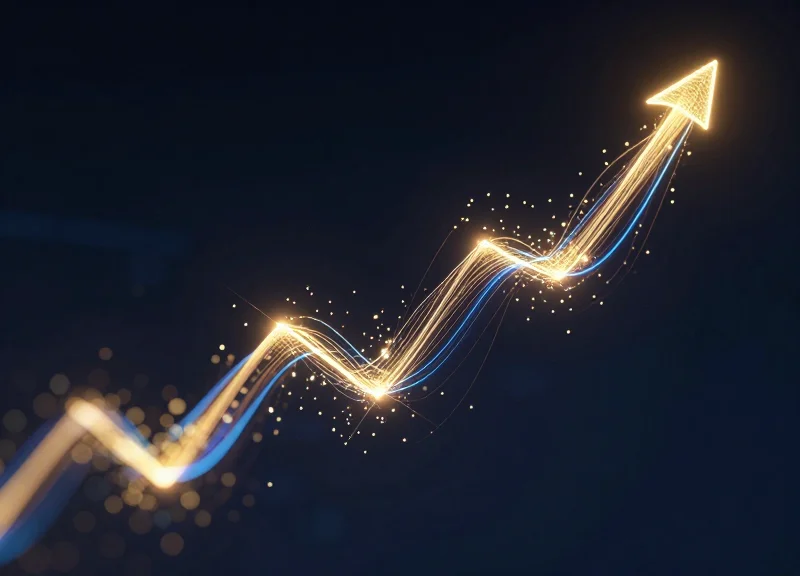 Abstract data visualization representing a 40 percent boost in operational efficiency.