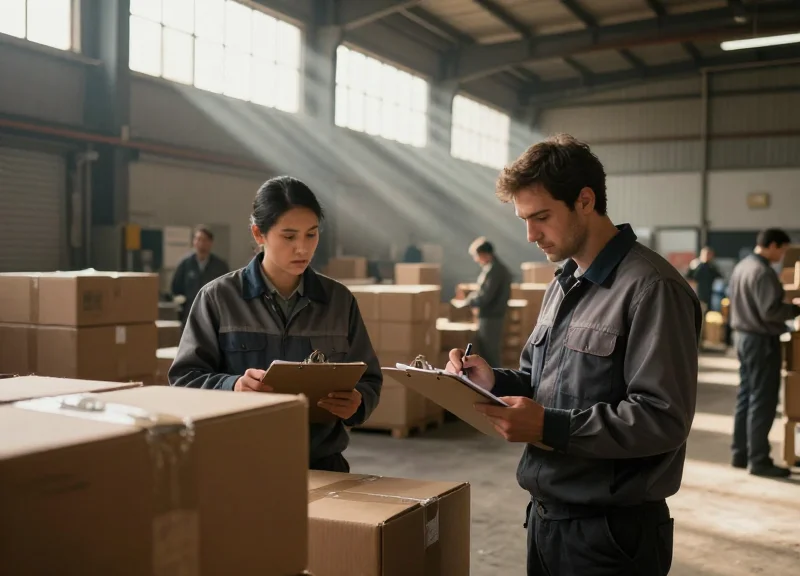 Busy warehouse environment with manual labor showing operational bottlenecks