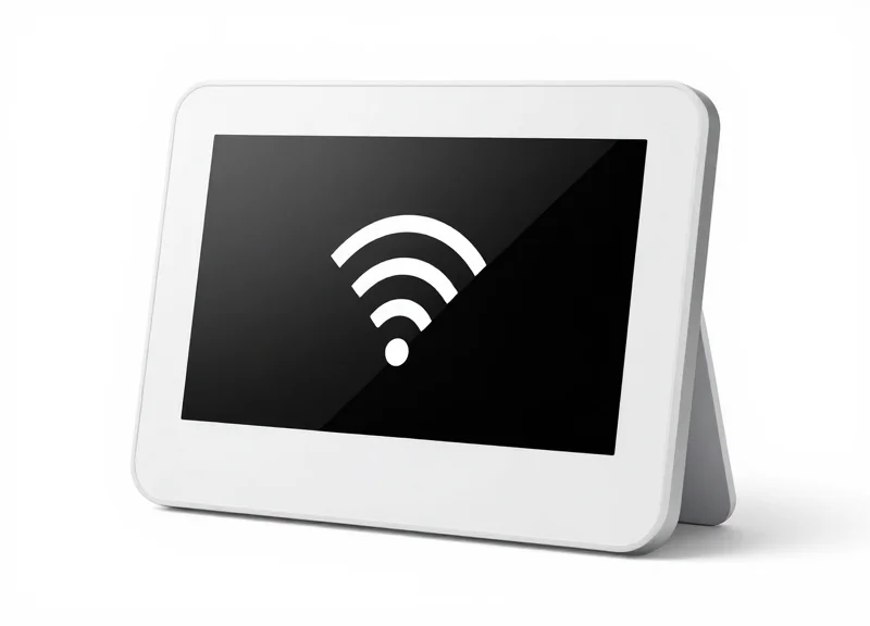 A sleek, standalone NFC-enabled electronic shelf label for nutritional info.