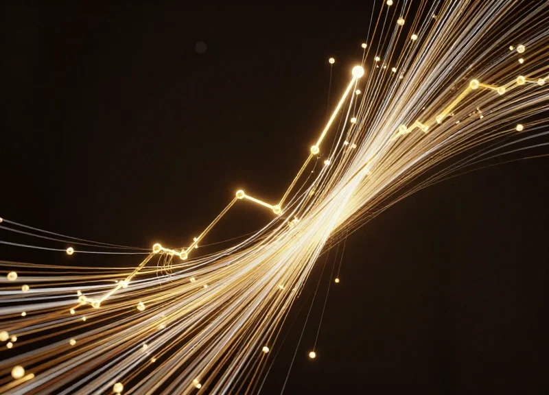 Abstract data visualization showing growth and financial success in a luxury retail context.