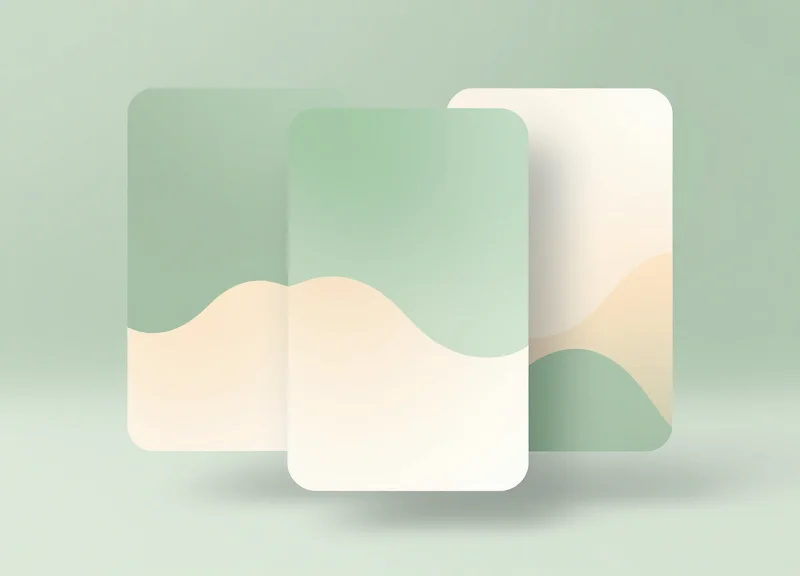 A conceptual UI design for a spa pricing system featuring soft gradients of sage green and sand, with glassmorphism elements.