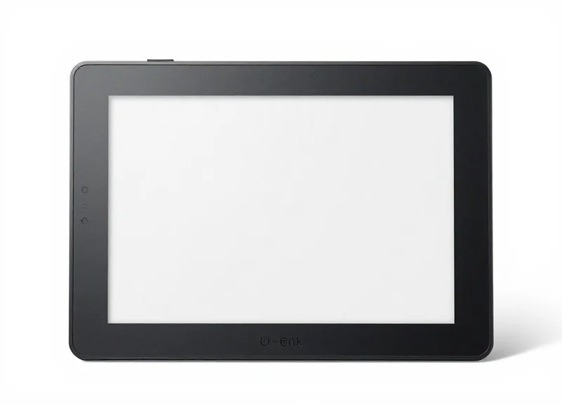 A close-up product shot of a high-tech E-ink digital bed card device with a matte screen and sleek frame.