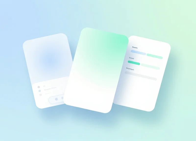 Modern abstract user interface mockup for a patient management system with soft blue gradients.