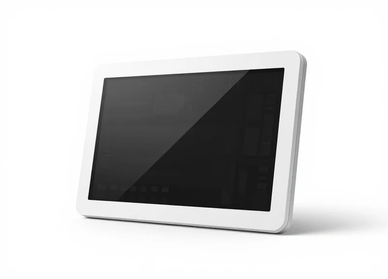 A sleek modern electronic shelf label designed for laboratory use on a white background
