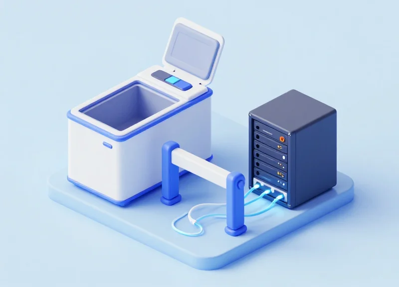 Isometric view of a lab inventory hardware system integration.
