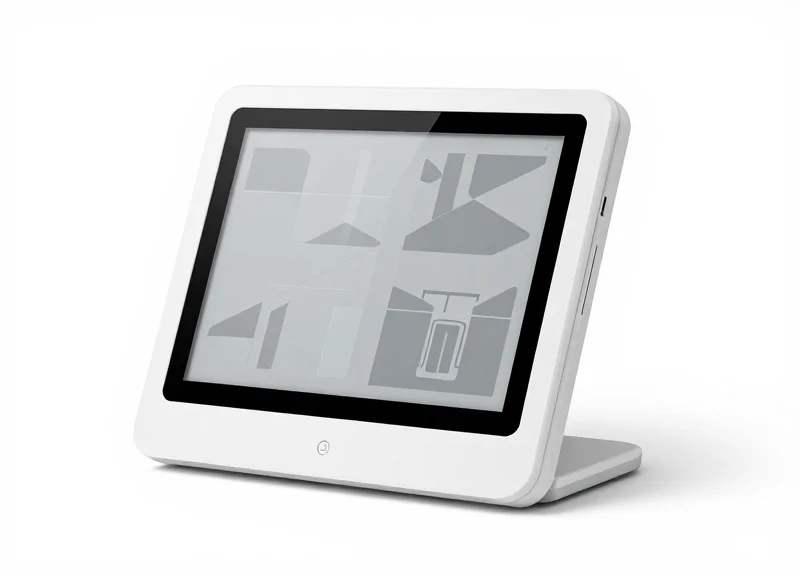 A professional electronic shelf label hardware designed for pharmaceutical use.