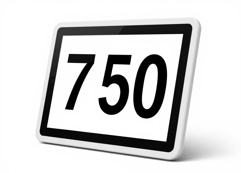 A close-up view of a 7.5-inch electronic shelf label with a white frame and a blank e-paper screen.