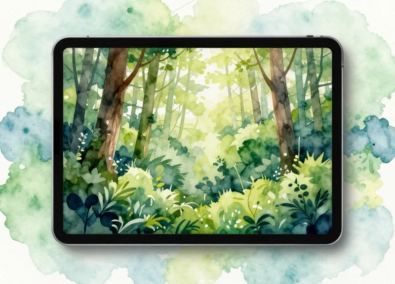 An artistic representation of environmental sustainability through paperless technology.